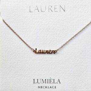 🌸 LAUREN Script Name Chain Goldtone Necklace 🌸